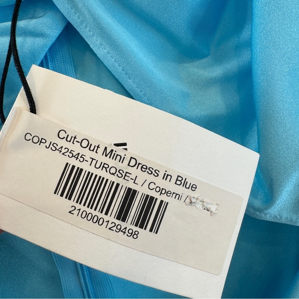 NWT Coperni cutout mini dress jersey turquoise blue body con long sleeve - Picture 5 of 11